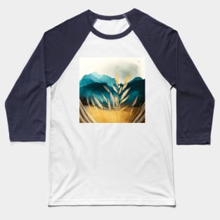 Golden Wheat Fields Teal Mountains Beautiful Nature Scenery Baseball T-Shirt